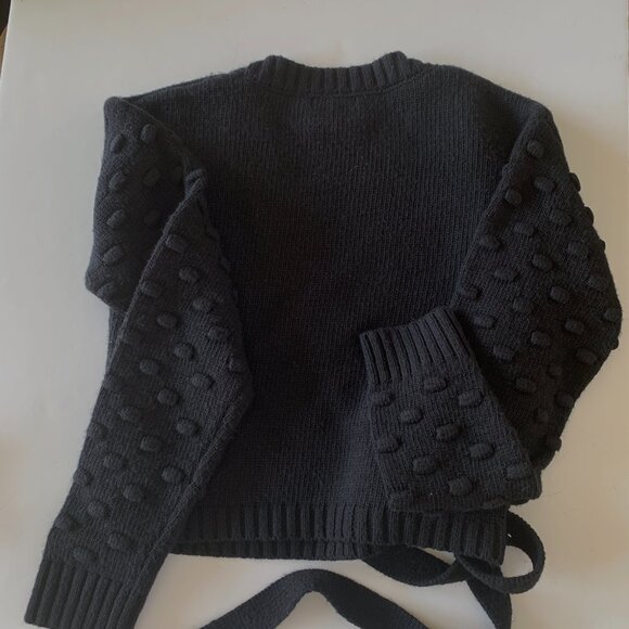 TULAROSA Wrap Sweater Popcorn Long Sleeves Black Sz M - Picture 6 of 6
